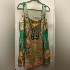 ANTONIO MELANI Green Multi-Color Paisley Tank Dress
